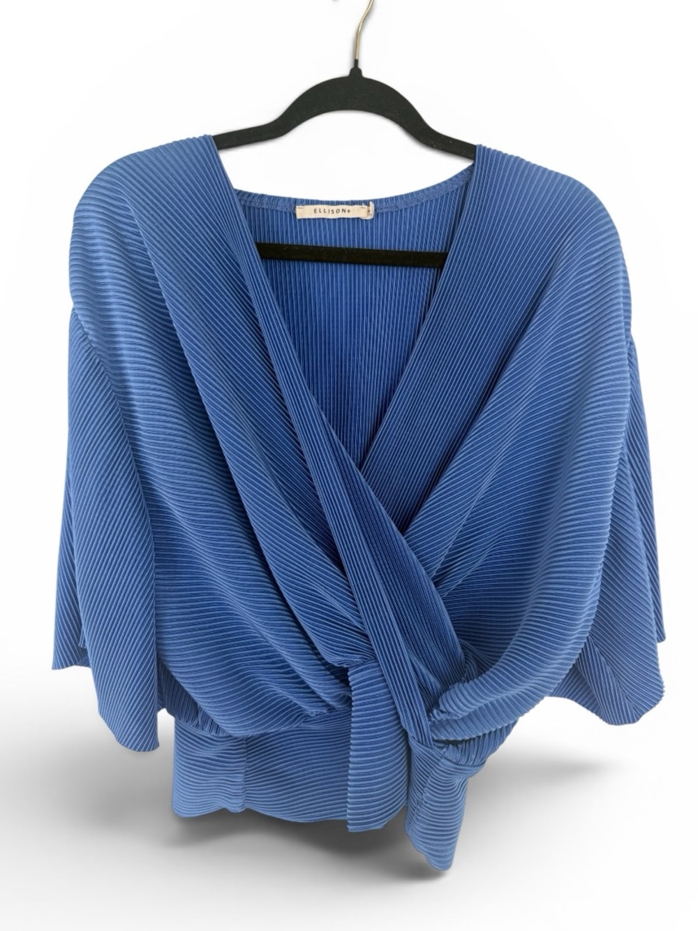 Modcloth Ellison Blue Ribbed Wrap-Style Top size large